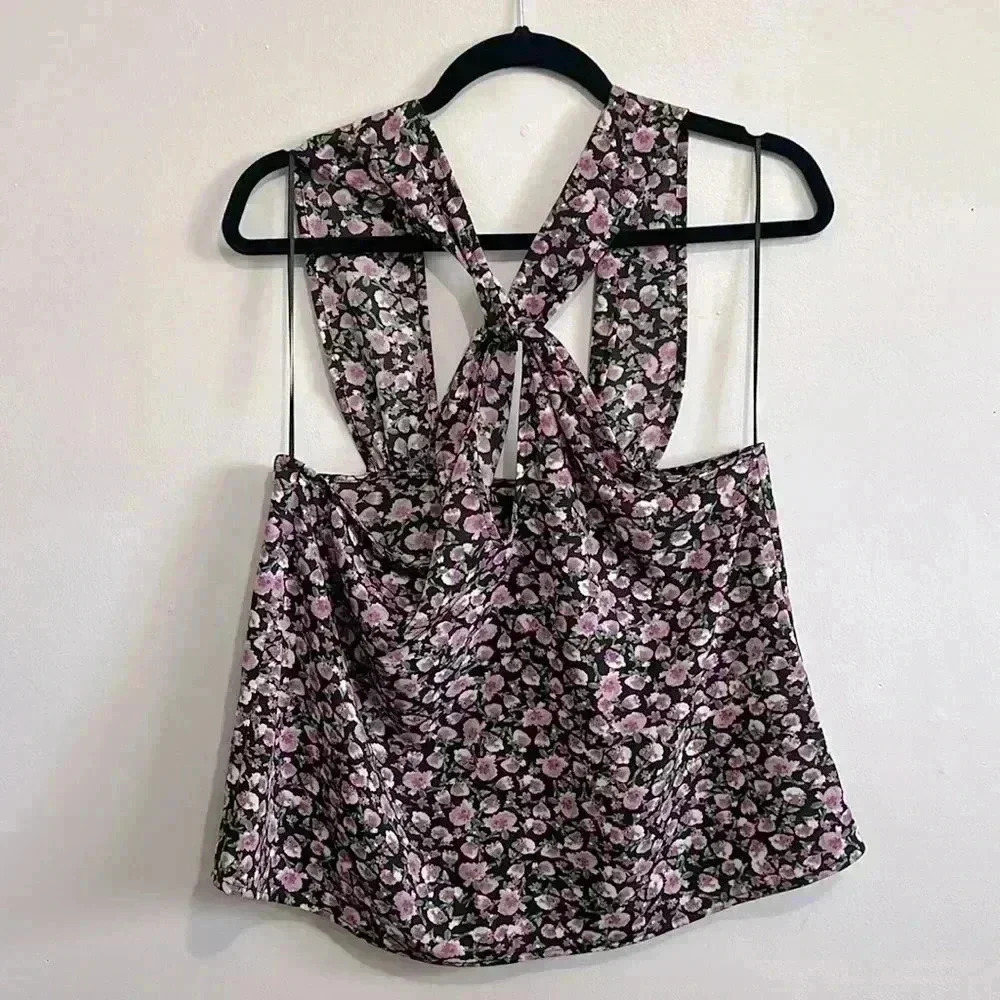 BNWT ZARA FLORAL PRINT HALTER TOP Size M - Picture 4 of 5